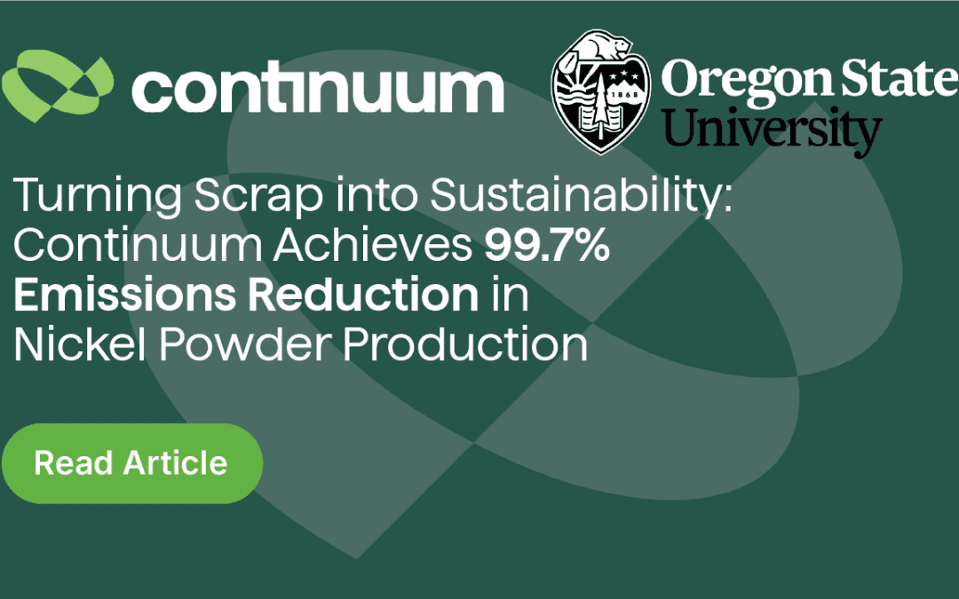 New Study Confirms Continuum Powders Breakthrough in Sustainable Nickel Powder Production