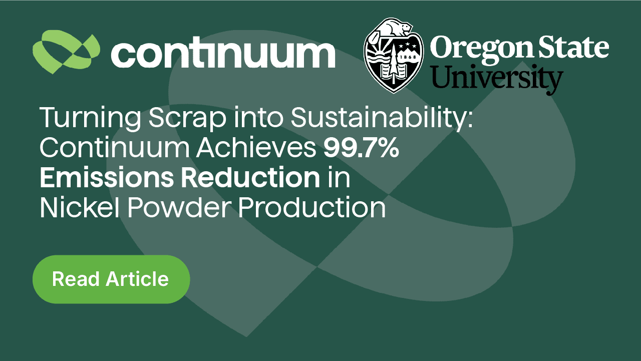 New Study Confirms Continuum Powders Breakthrough in Sustainable Nickel Powder Production
