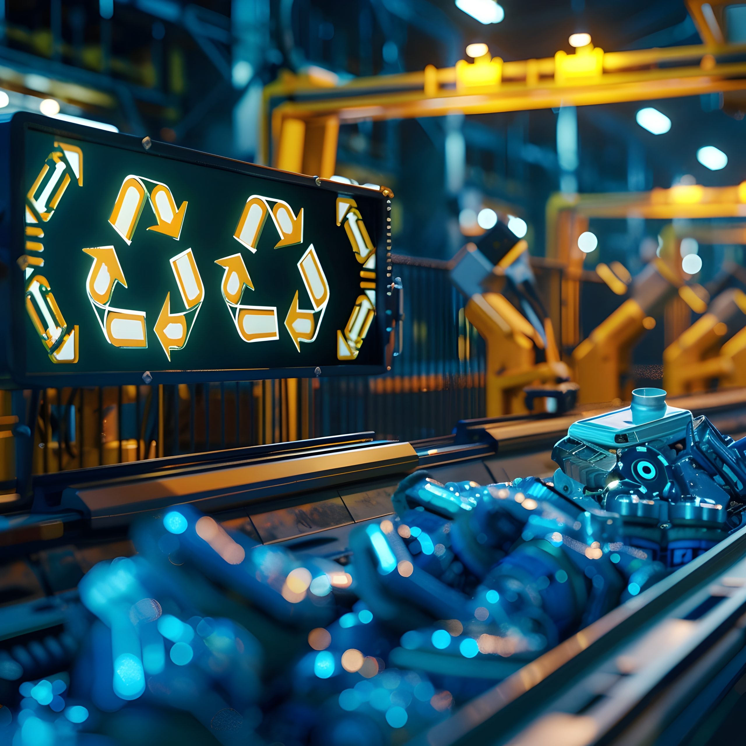 Futuristic AI Powered Waste Management Facility Maximizing Recycling Efficiency through Innovative Sorting Technologies