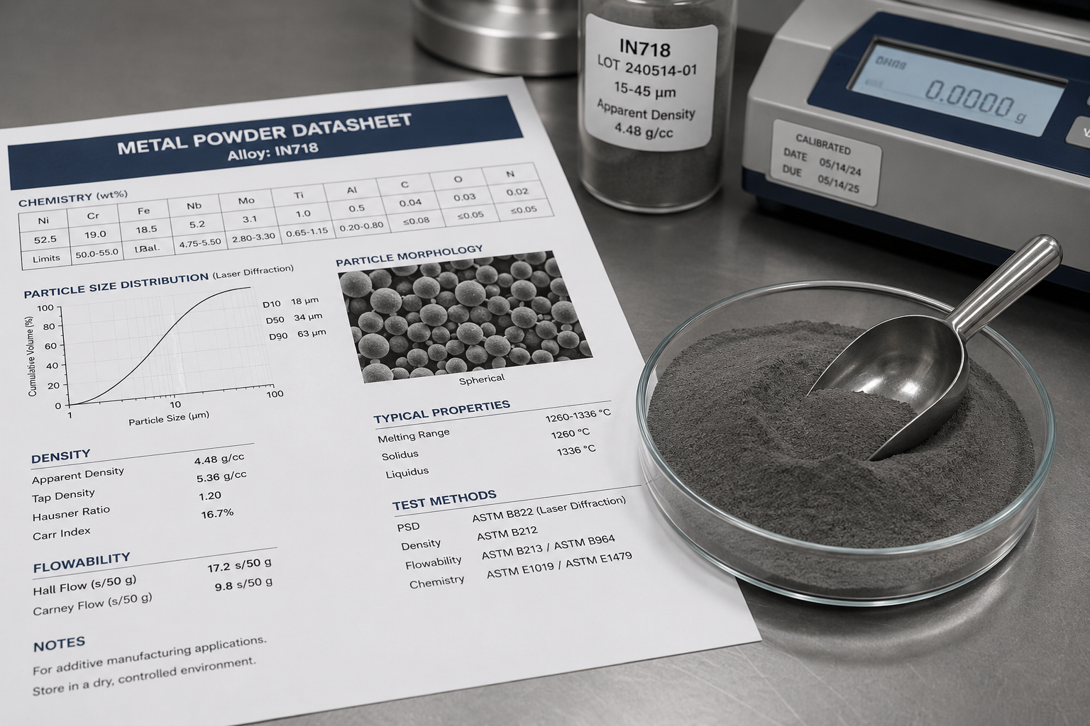 How to read a metal powder datasheet