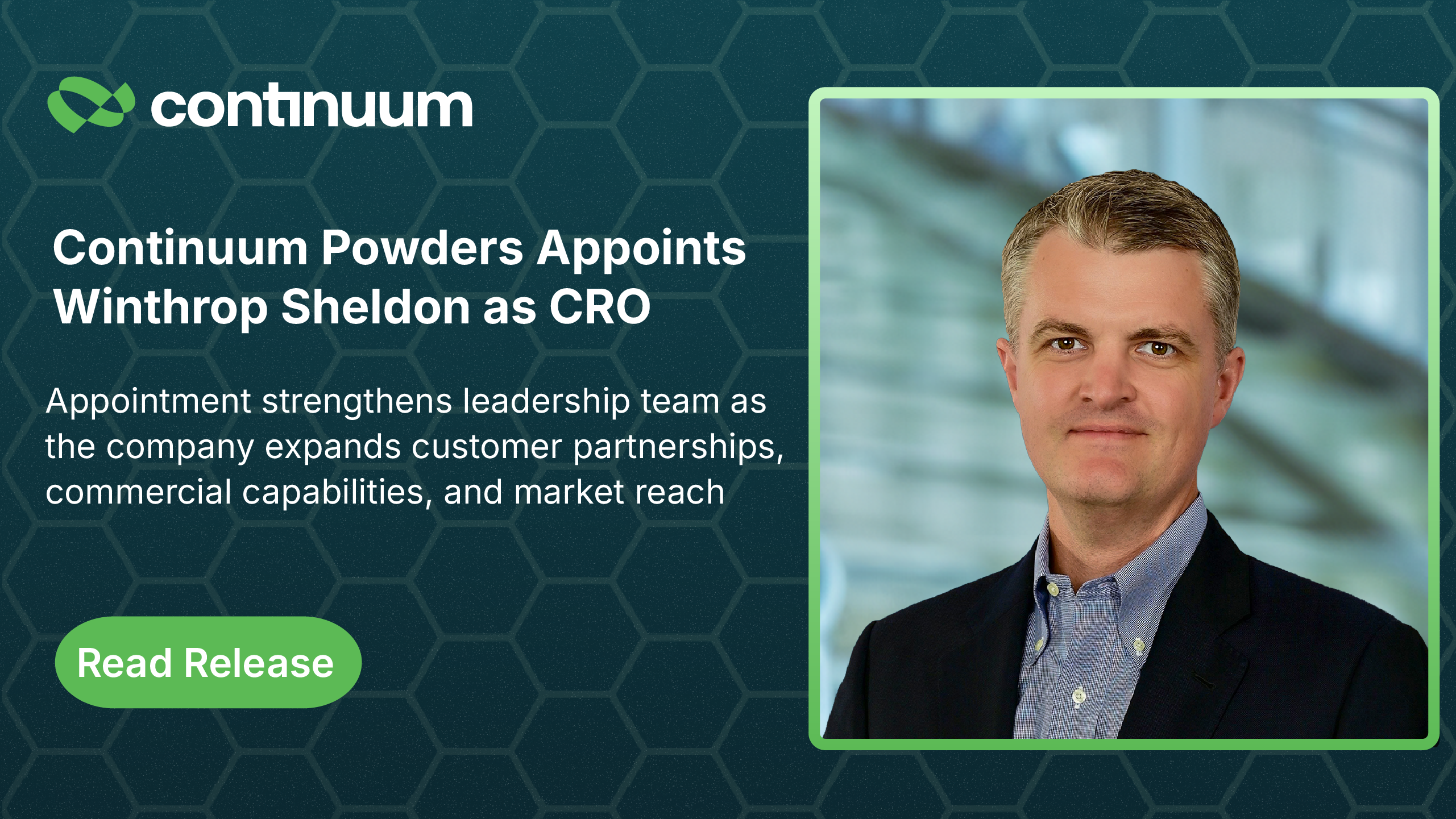 Home 11 Continuum Powders Appoints Winthrop Sheldon as Chief Revenue Officer